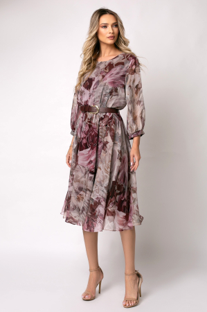 Rochie burgund mărime mare cu imprimeu floral [1]