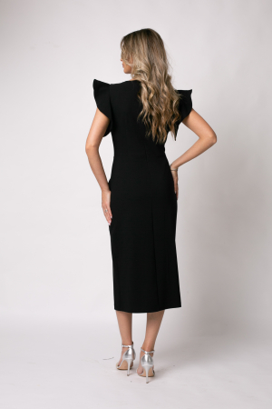 Rochie de ocazie neagră cu floare 3D pe umăr [3]