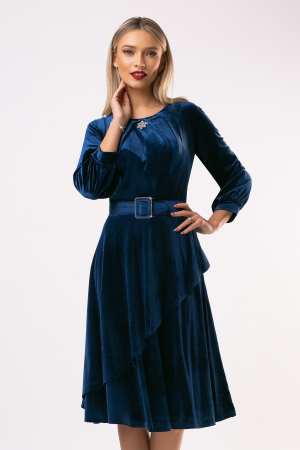 ROCHII DE OCAZIE - Rochie Carlita bleumarin din catifea