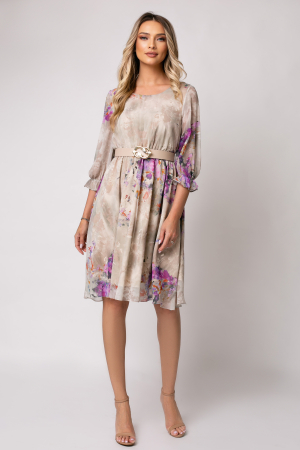 Rochie Cora bej cu imprimeu floral [1]