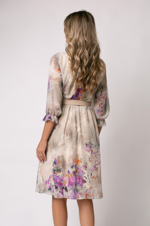 Rochie Cora bej cu imprimeu floral [2]