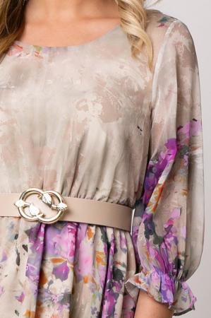 Rochie Cora bej cu imprimeu floral [3]