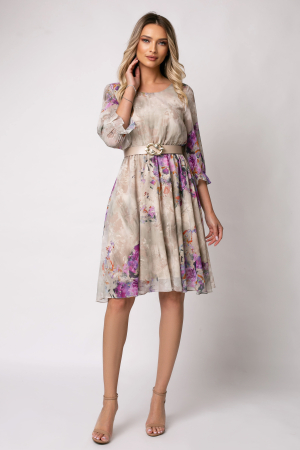 Rochie Cora bej cu imprimeu floral [4]