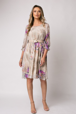 Rochie Cora bej cu imprimeu floral [1]