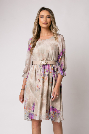 Rochie Cora bej cu imprimeu floral [4]