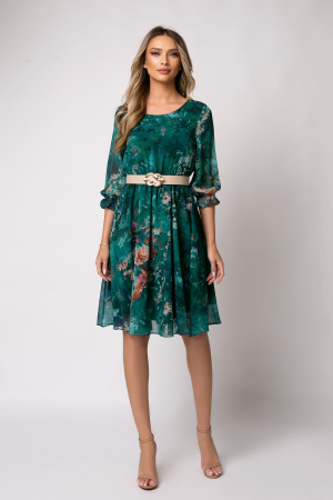 Rochie Cora verde elegantă cu imprimeu floral [1]