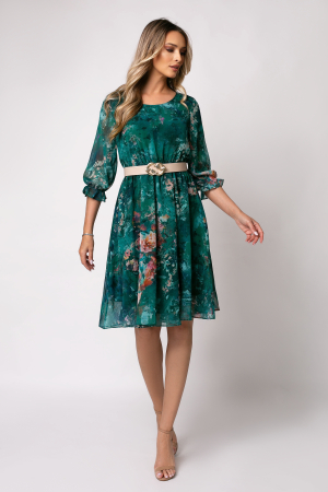 Rochie Cora verde elegantă cu imprimeu floral [4]