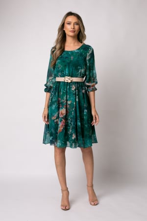 COLECȚIE NOUĂ - Rochie Cora verde elegantă cu imprimeu floral