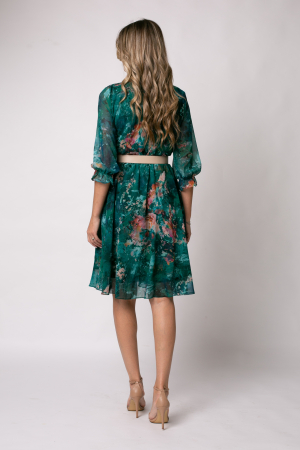 Rochie Cora verde elegantă cu imprimeu floral [2]