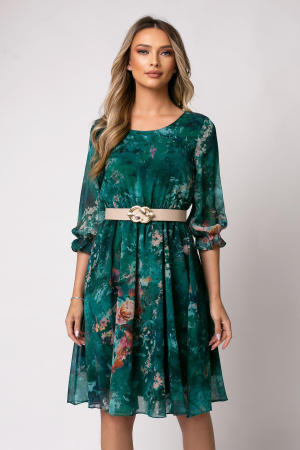 Rochie Cora verde elegantă cu imprimeu floral [3]