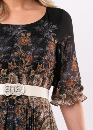 Rochie cu imprimeu floral și pliuri pe fustă [6]