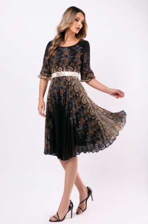 Rochie cu imprimeu floral și pliuri pe fustă [1]