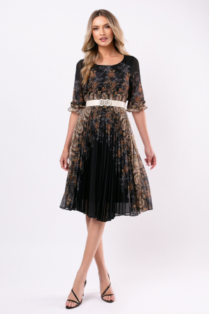Rochie cu imprimeu floral și pliuri pe fustă [3]