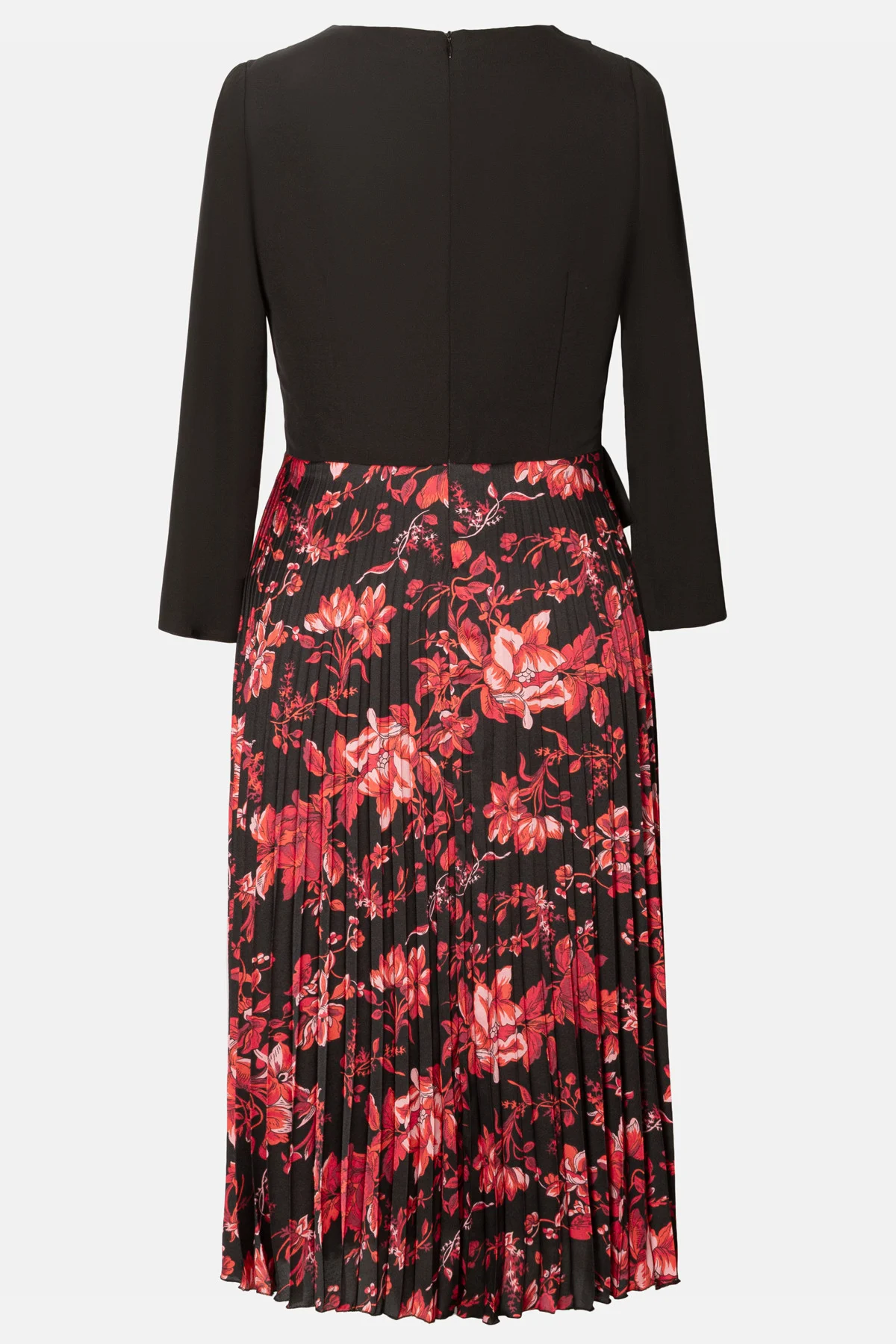 Rochie damă VIADA roșie, office-elegantă, cu fustă plisată și imprimeu [2]