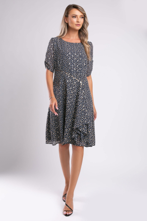 Rochie de ocazie bleumarin mărime mare cu accesoriu in talie [1]