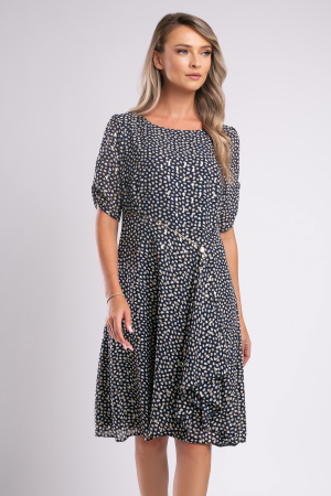 Rochie de ocazie bleumarin mărime mare cu accesoriu in talie [5]
