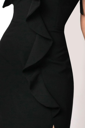 Rochie de ocazie neagră cu floare 3D pe umăr [4]