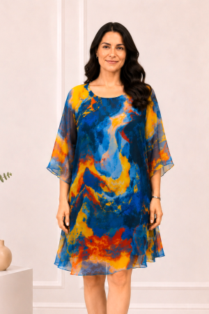 TOATE PRODUSELE - Rochie din mătase mărime universală cu imprimeu abstract