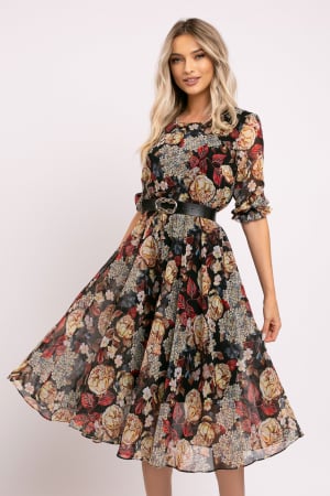 COLECȚIE NOUĂ - Rochie Ela din voal cu imprimeu floral