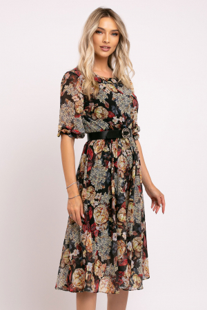Rochie Ela din voal cu imprimeu floral [4]
