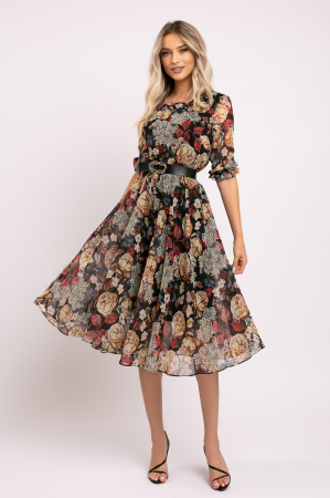 Rochie Ela din voal cu imprimeu floral [3]