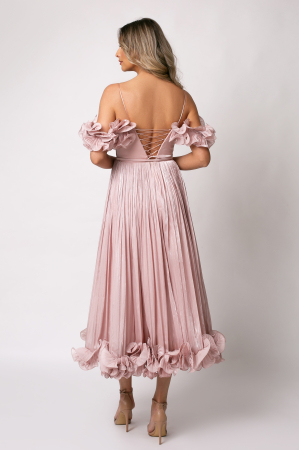 Rochie elegantă de ocazie cu volane și corset [3]