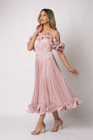 Rochie elegantă de ocazie cu volane și corset [2]