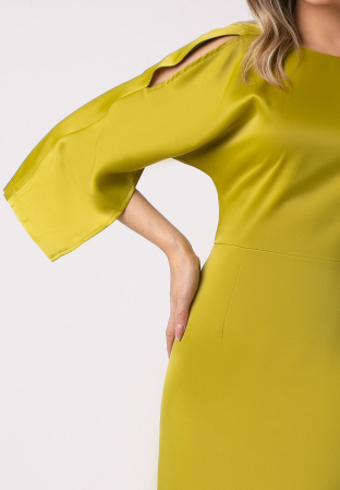 Rochie elegantă din satin fistic cu mâneci largi [3]