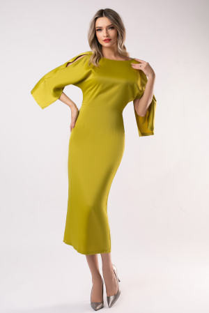 ROCHII CUNUNIE CIVILĂ - Rochie elegantă din satin fistic cu mâneci largi