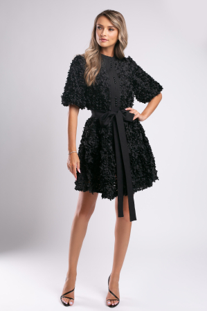 Rochie elegantă neagră cu aplicații 3D [4]