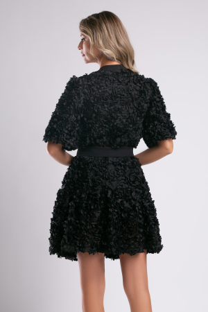 Rochie elegantă neagră cu aplicații 3D [2]