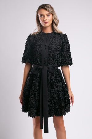 Rochie elegantă neagră cu aplicații 3D [3]