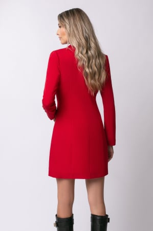 Rochie elegantă roție tip sacou cu doua rânduri nasturi [2]