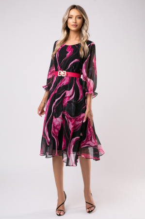 Rochie Elena cu imprimeu fucsia mărime mare [4]