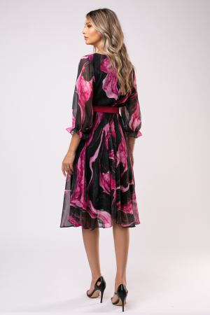 Rochie Elena cu imprimeu fucsia mărime mare [2]