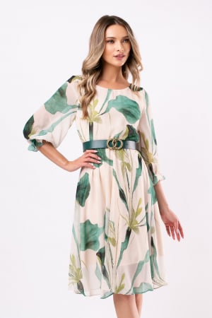 ROCHII DE OCAZIE - Rochie Elena cu imprimeu verde mărime mare