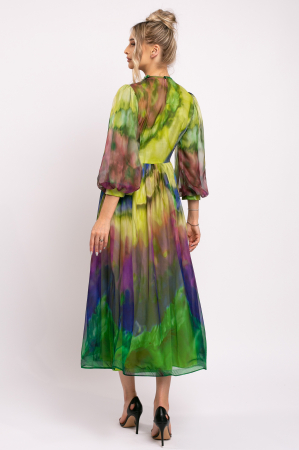 Rochie Elisium verde fistic de ocazie din mătase [2]