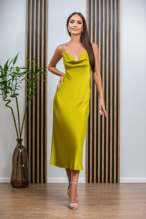 ROCHII DE SEARĂ - Rochie Eliza galbenă cu pietricele pe spate