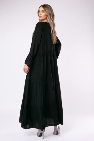 Rochie neagră din vâscoză mărime mare accesorizată cu broderie [2]