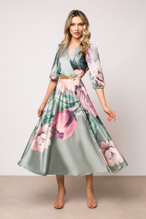 Rochie Eva cu imprimeu floral și mâneci bufante [3]