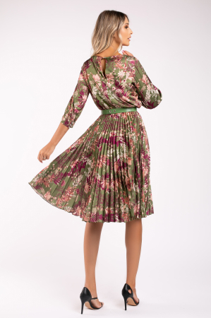Rochie Favori verde cu imprimeu floral și fustă cu pliuri [5]