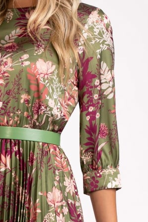 Rochie Favori verde cu imprimeu floral și fustă cu pliuri [3]