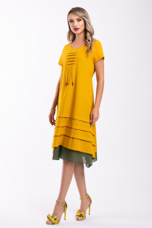Rochie galbenă din bumbac accesorizată pe bust [1]