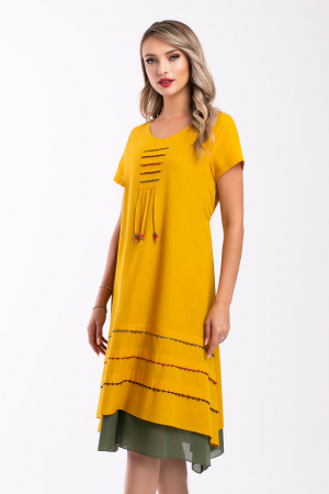 Rochie galbenă din bumbac accesorizată pe bust [4]