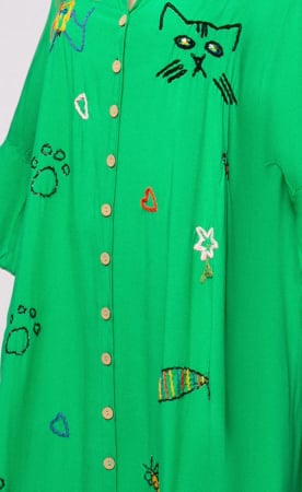 Rochie Iustina verde cu figurine brodate [2]