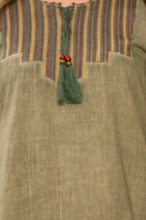 Rochie kaki din bumbac cu broderia [2]