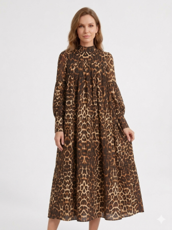 Rochie lungă animal print cu mâneci bufante [1]