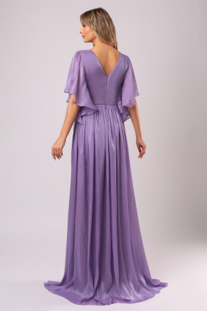 Rochie lungă lila de ocazie mărime mare cu floare 3D [2]
