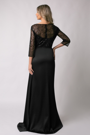 Rochie lungă mulată neagră de ocazie cu paiete [2]
