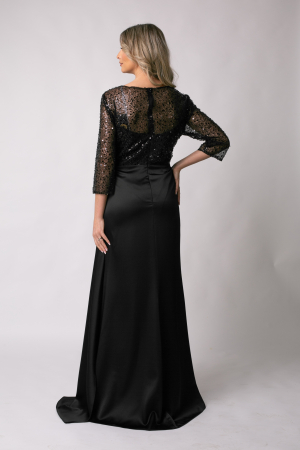 Rochie lungă mulată neagră de ocazie cu paiete [2]